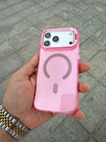 Glitter Clear Simli Standlı Silikon Magsafe Özellikli Kılıf - Pembe — Pembe — 1