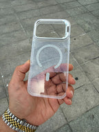Glitter Clear Simli Standlı Silikon Magsafe Özellikli Kılıf - Şeffaf — Şeffaf — 2