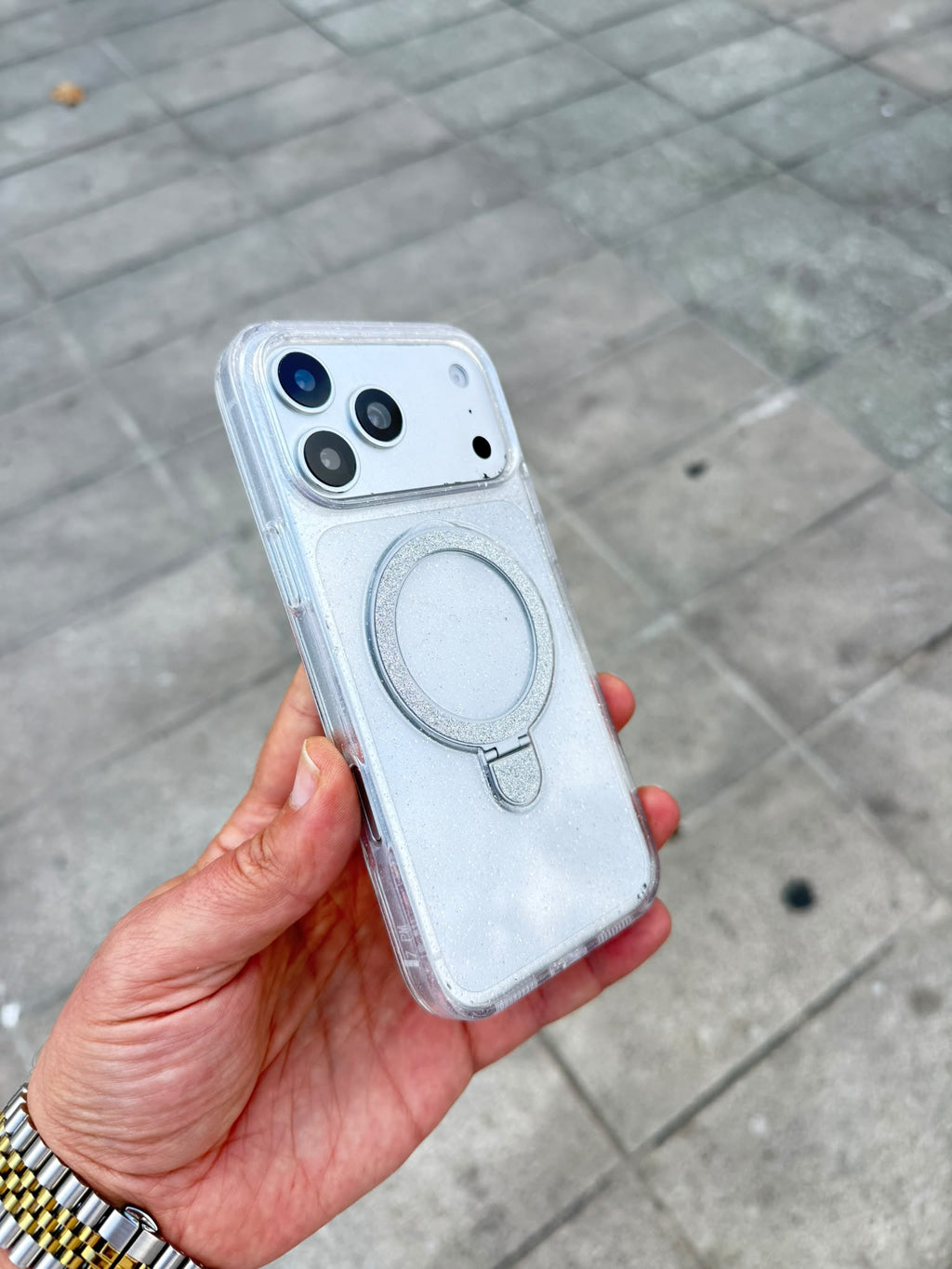 Luna Ring Simli Standlı MagSafe Özellikli Silikon Kılıf - Şeffaf — Şeffaf — 2
