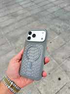 Snake Armor Deri Desenli MagSafe Özellikli Kılıf - Gri — Gri — 2