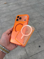 Glitter Card Simli Kartlıklı MagSafe Özellikli Silikon Kılıf - Turuncu — Turuncu — 2