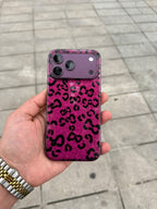 Parlak Leopar Desenli Silikon Kılıf - Bordo — Bordo — 2