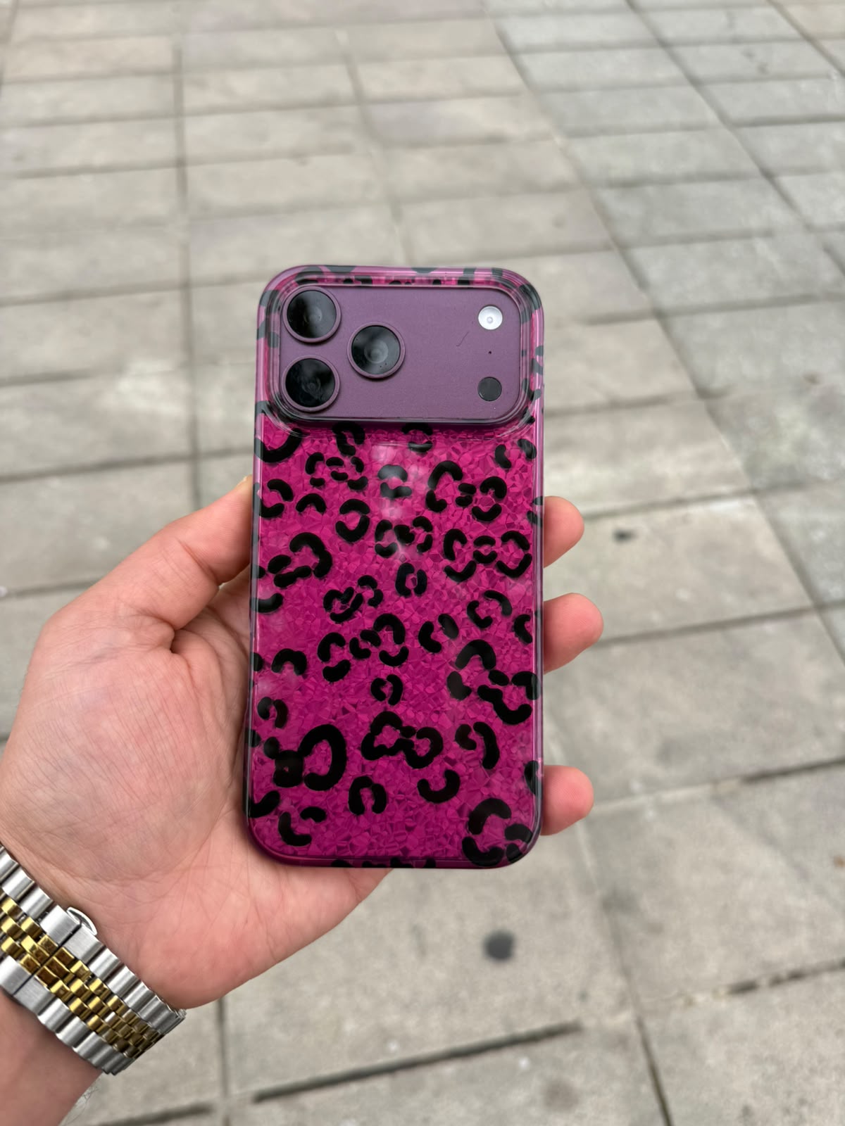 Parlak Leopar Desenli Silikon Kılıf - Bordo — Bordo — 2
