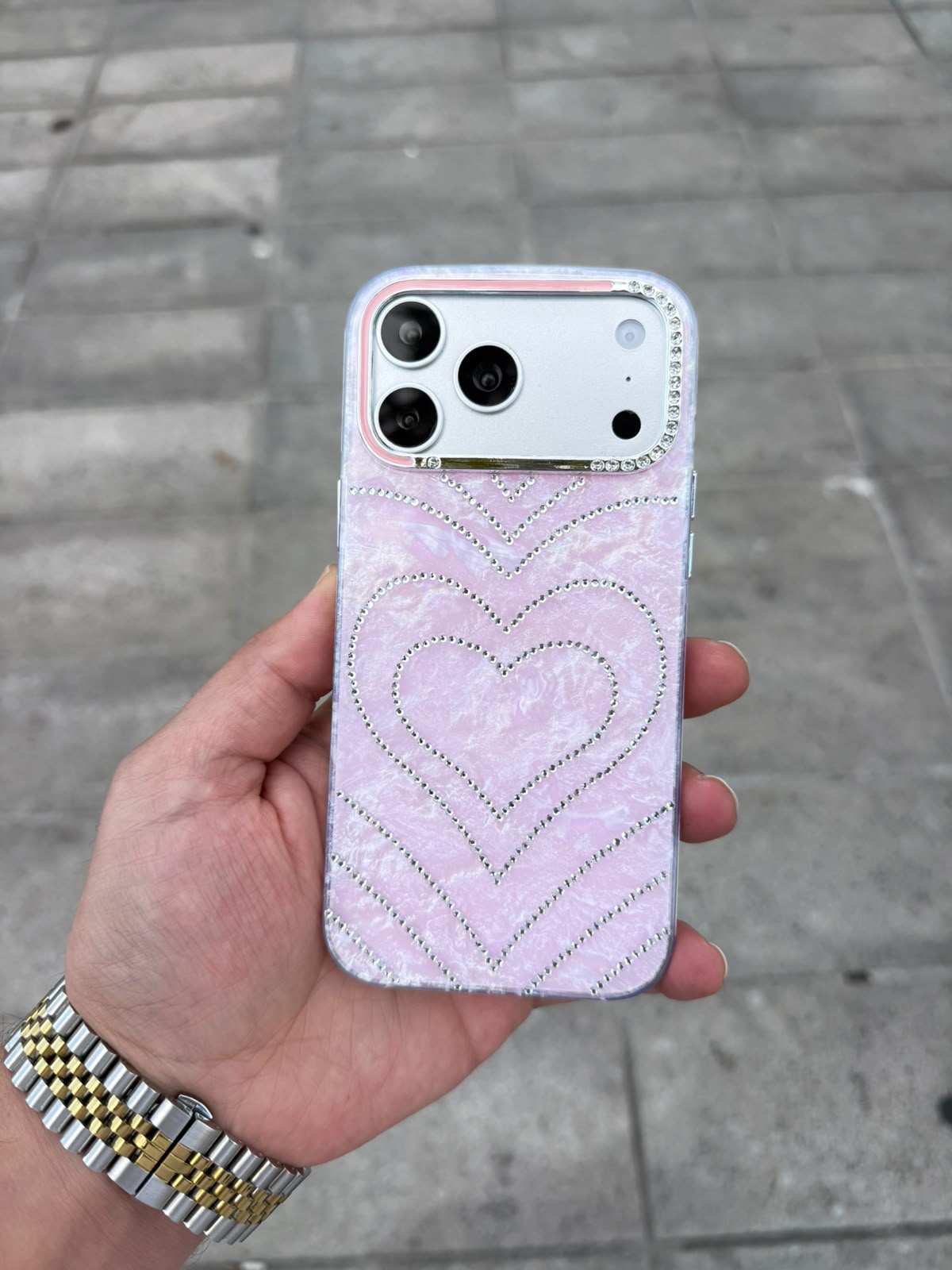 Bella Kalp Desenli Taşlı Silikon Kılıf - Pembe — Pembe — 1