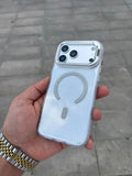 Glitter Clear Simli Standlı Silikon Magsafe Özellikli Kılıf - Şeffaf — Şeffaf — 1