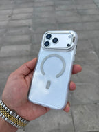 Glitter Clear Simli Standlı Silikon Magsafe Özellikli Kılıf - Şeffaf — Şeffaf — 1