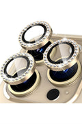 Apple Serisi Elmas Taşlı Kamera Lens Koruyucu - Gold