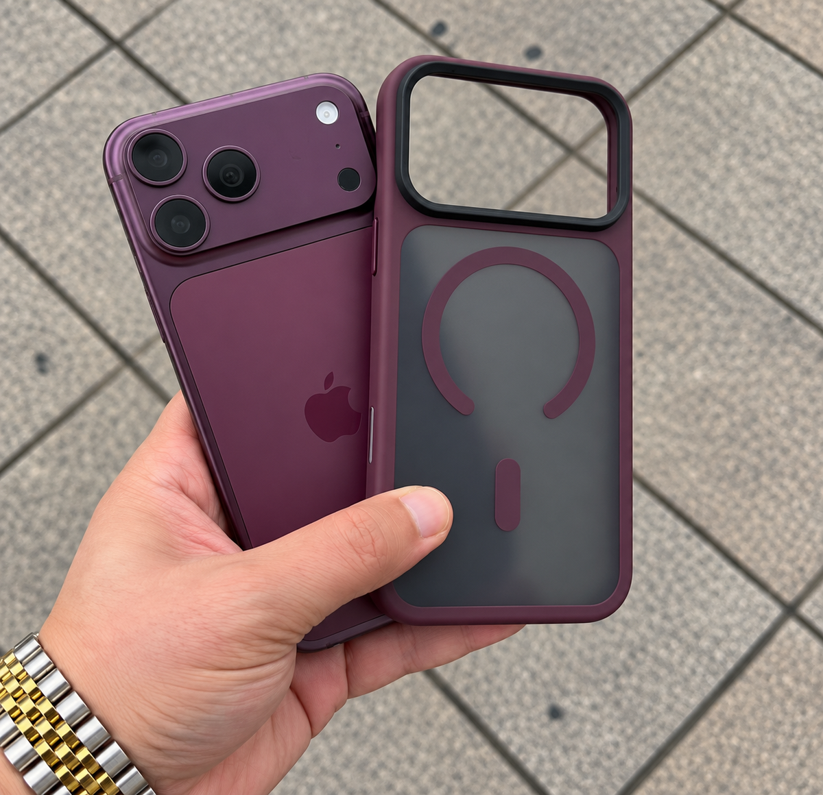 Armor Flet Magsafe Luxury Kılıf - Bordo