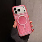 Armor Sararmaz Manyetik Kartlıklı Simli Luxury Kılıf - Pembe