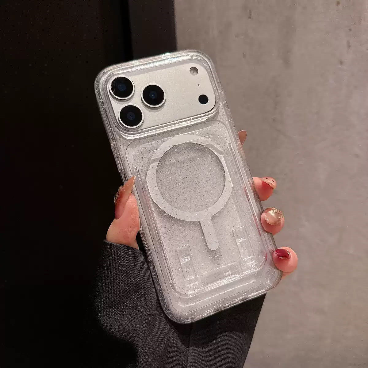 Armor Sararmaz Manyetik Kartlıklı Simli Luxury Kılıf - Şeffaf