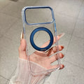 Armor Standlı Premium Sararmaz Şeffaf iPhone Kılıfı - Mavi - 1