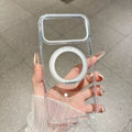 Armor Standlı Premium Sararmaz Şeffaf iPhone Kılıfı - Gümüş