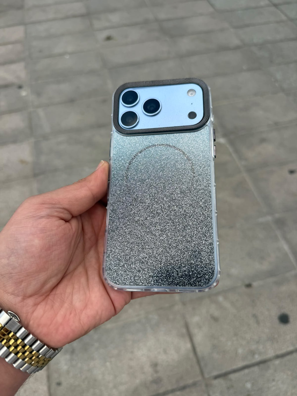 Glitter Luxe Full Simli MagSafe Özellikli Silikon Kılıf - Siyah — Siyah — 1