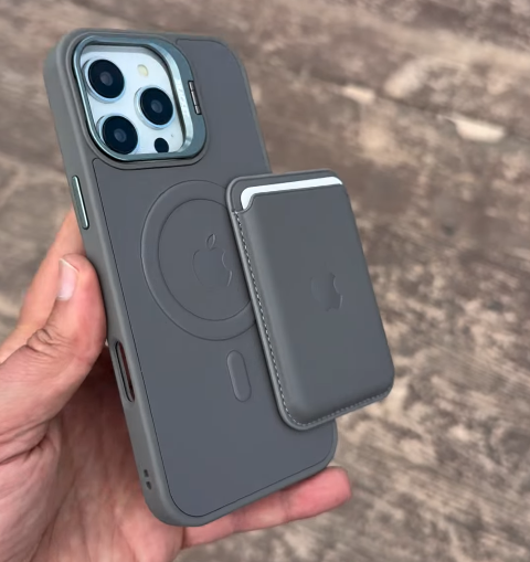 D-Ming M-Safe Kartlıklı Standlı Deri Premium Kılıf — Gri — 7