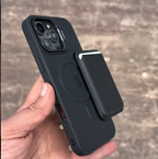 D-Ming M-Safe Kartlıklı Standlı Deri Premium Kılıf — Siyah — 4
