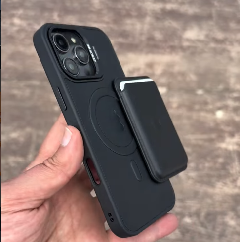 D-Ming M-Safe Kartlıklı Standlı Deri Premium Kılıf — Siyah — 4