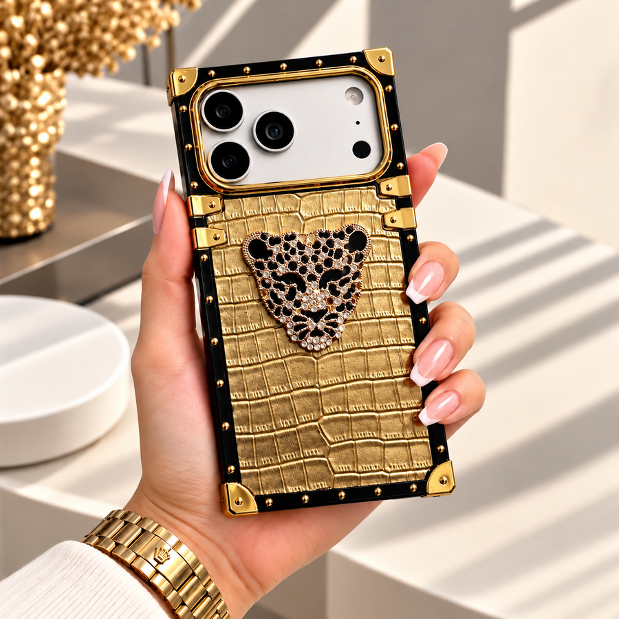 Diva Gold Leopar Tasarım Luxury Kılıf - Gold