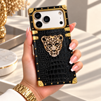 Diva Gold Leopar Tasarım Luxury Kılıf - Siyah
