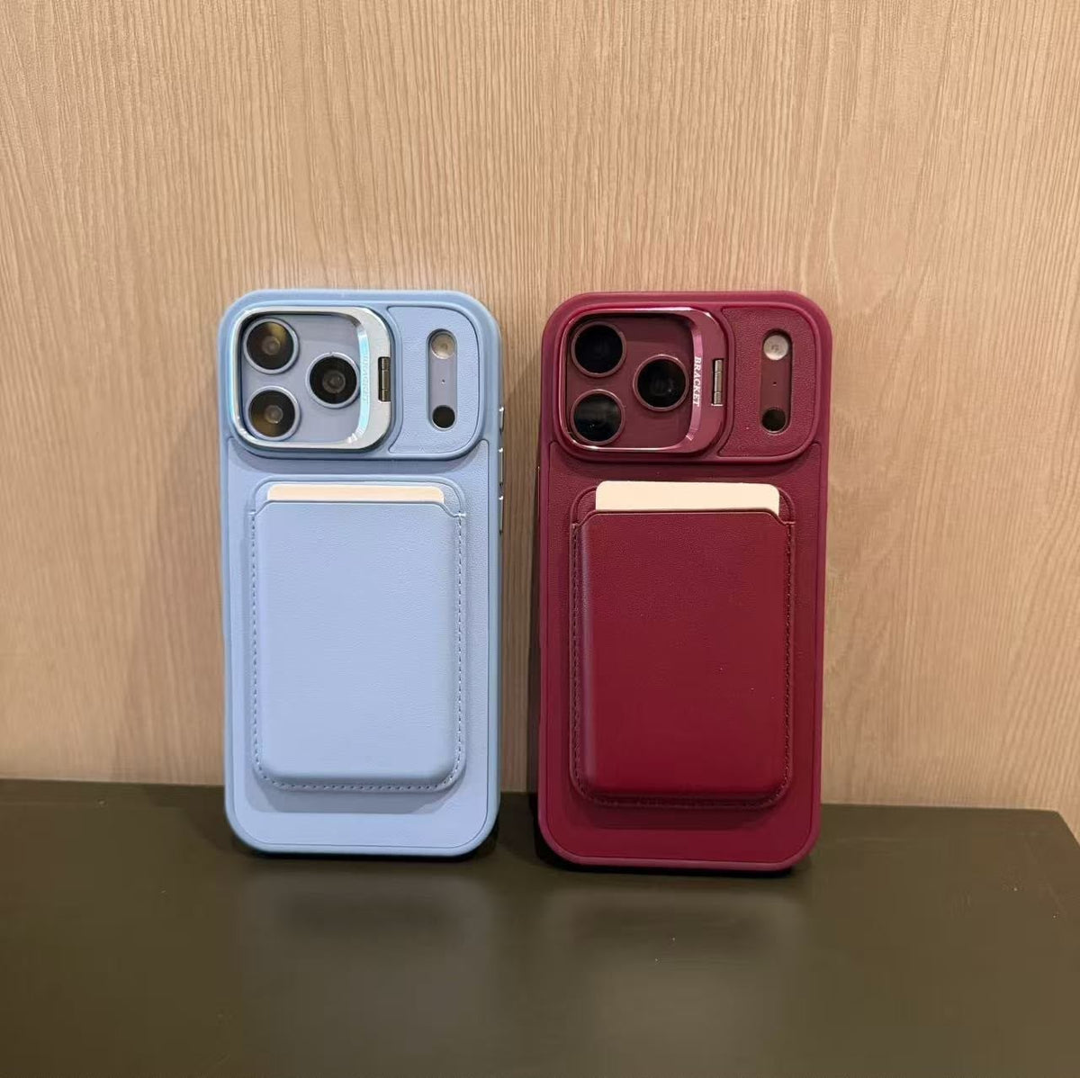 D-Ming M-Safe Kartlıklı Standlı Deri Premium Kılıf — Bordo — 15