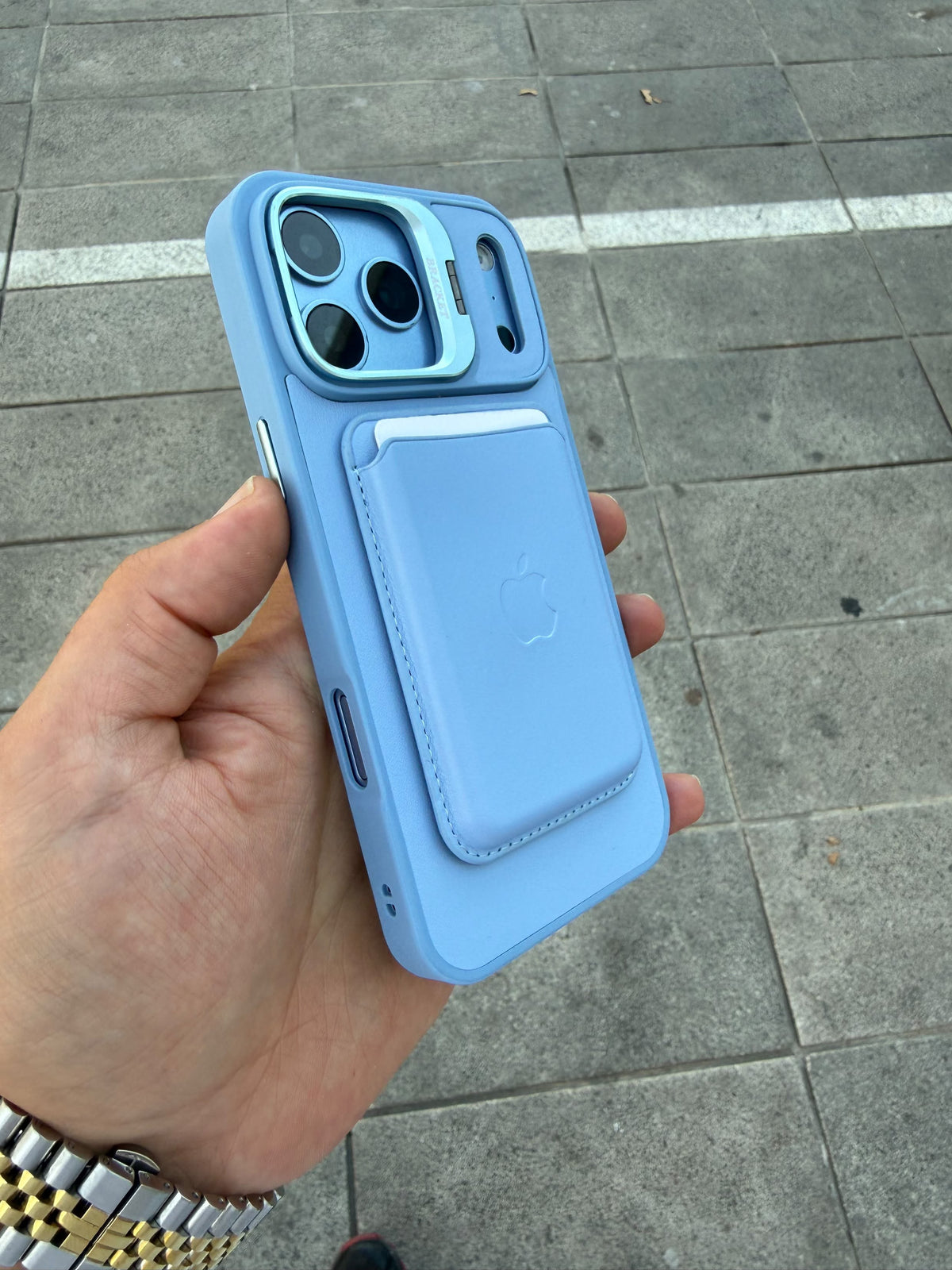 D-Ming M-Safe Kartlıklı Standlı Deri Premium Kılıf — Mavi — 18