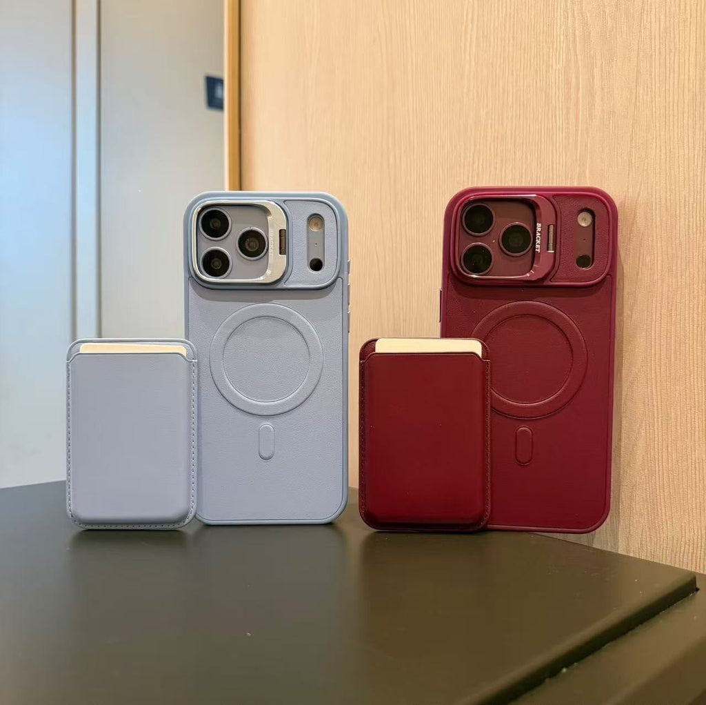 D-Ming M-Safe Kartlıklı Standlı Deri Premium Kılıf — Bordo — 14