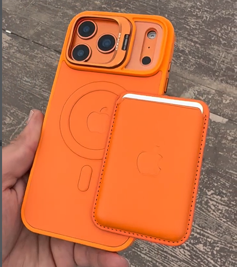 D-Ming M-Safe Kartlıklı Standlı Deri Premium Kılıf — Turuncu — 19
