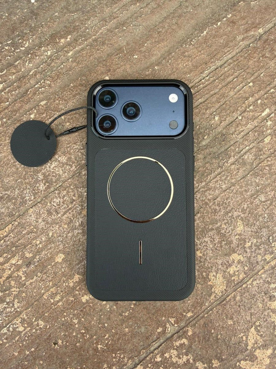 Glossy Leather Magsafe Özellikli Kamera Korumalı Kılıf - Siyah