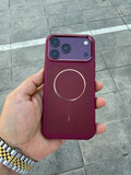 Glossy Leather Magsafe Özellikli Lux Kılıf - Bordo