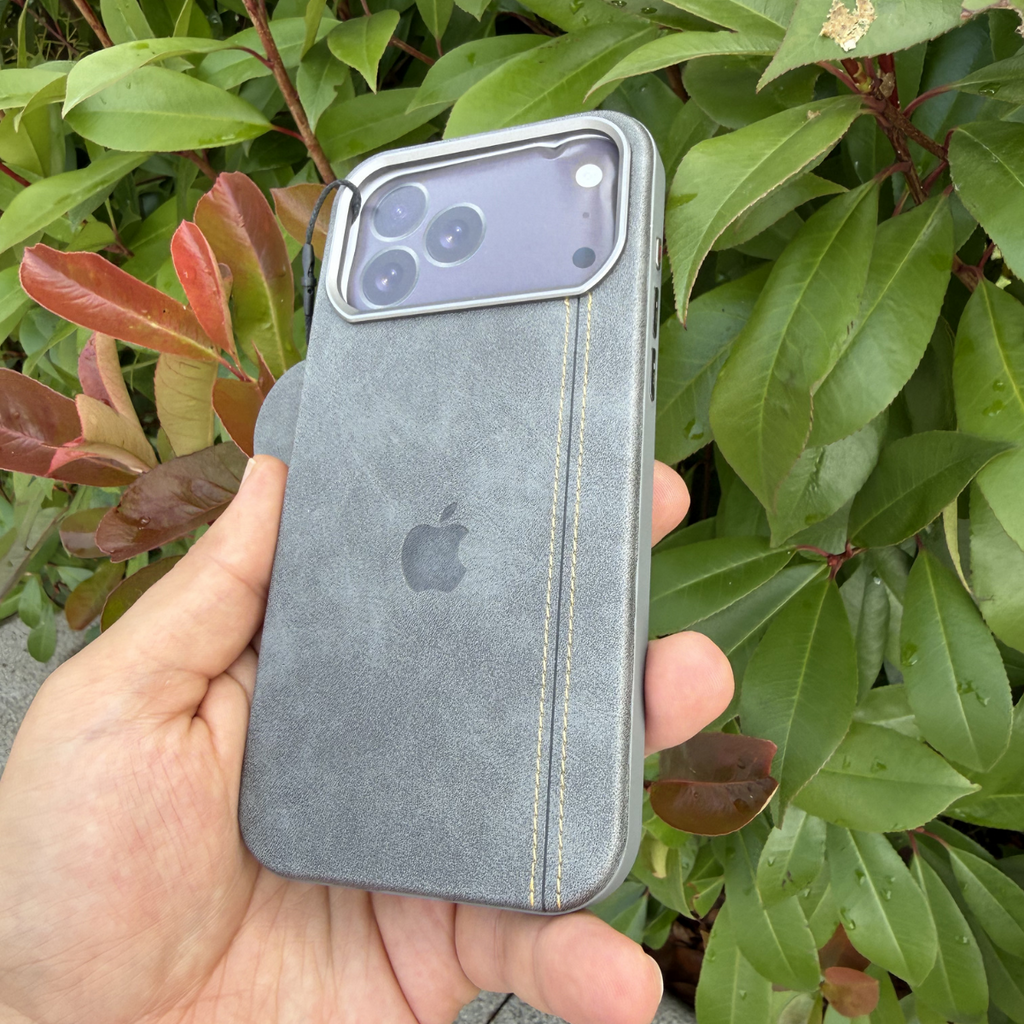 Heritage Leather Yandan Dikişli Deri Premium Kılıf - Gri