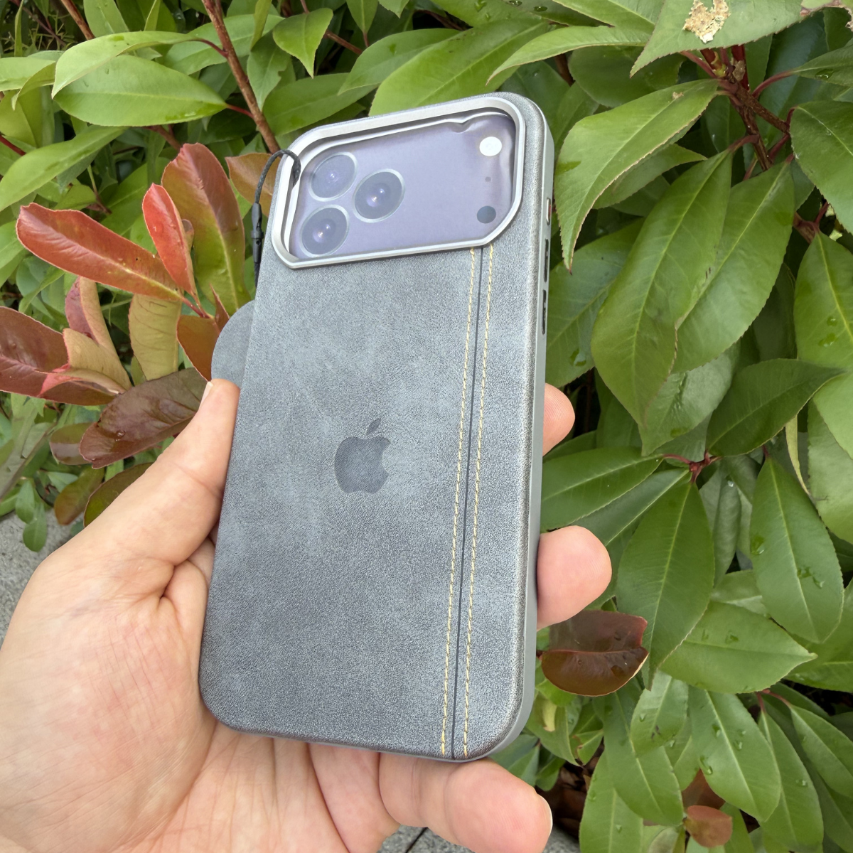 Heritage Leather Yandan Dikişli Deri Premium Kılıf - Gri