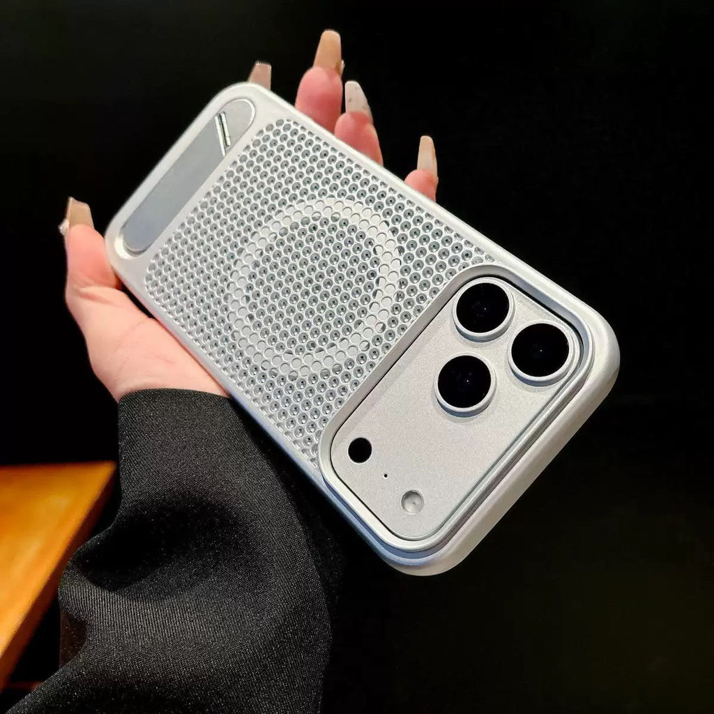 Honeycomb Petek Desenli Standlı Kılıf - Gümüş