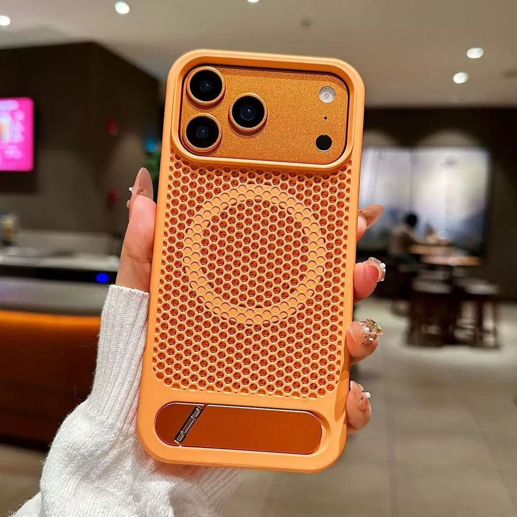 Honeycomb Petek Desenli Standlı Kılıf - Turuncu