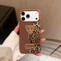 Luxury Leopar İnci Motifli Kılıf - Kahve