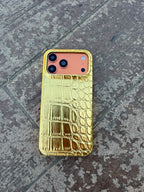 Luxury Snake Deri Görünmlü Kılıf - Gold