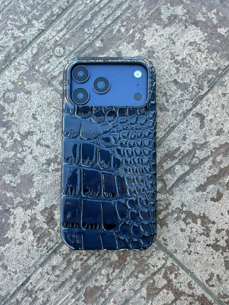 Luxury Snake Deri Görünmlü Kılıf - Lacivert