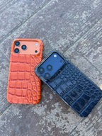 Luxury Snake Deri Görünmlü Kılıf - Turuncu