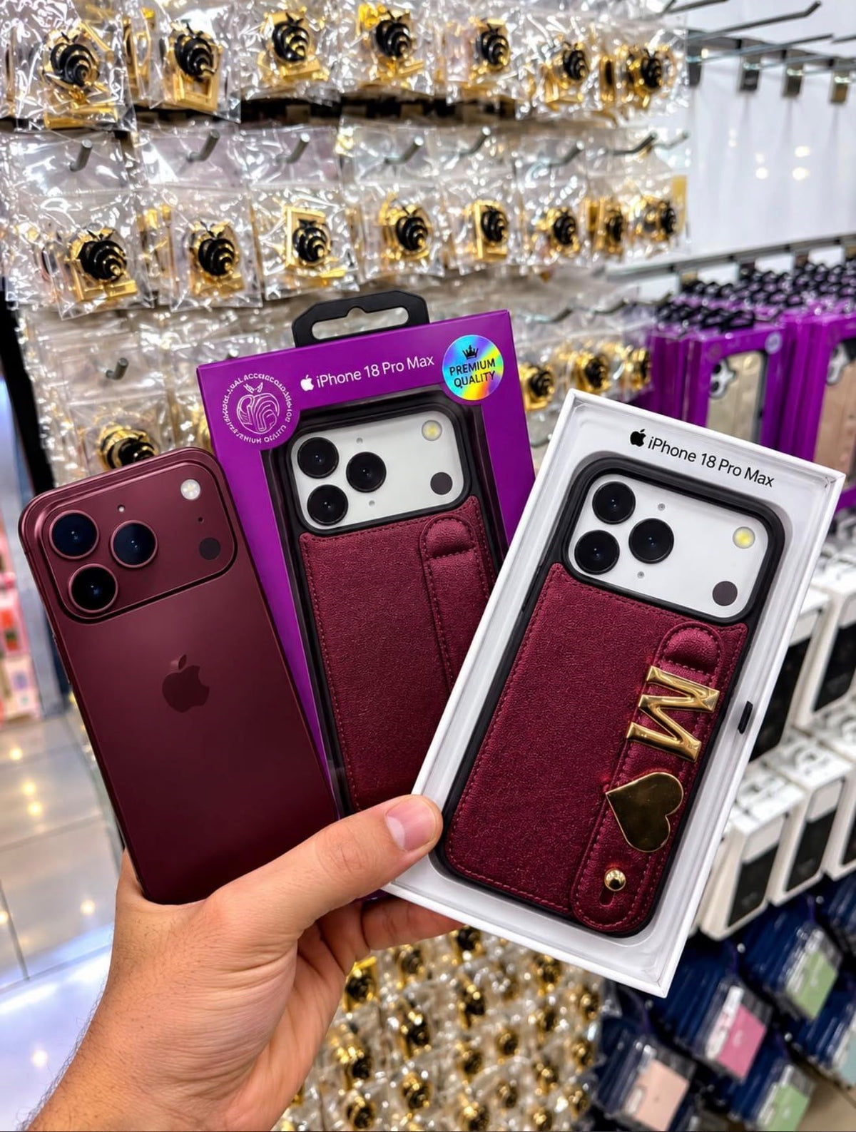 Madamcase Kişiye Özel El Geçmeli Premium Telefon Kılıfı ve 2 adet metal aksesuar (harf veya sembol) - Bordo