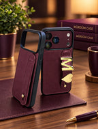 Madamcase Kişiye Özel El Geçmeli Premium Telefon Kılıfı ve 2 adet metal aksesuar (harf veya sembol) - Bordo