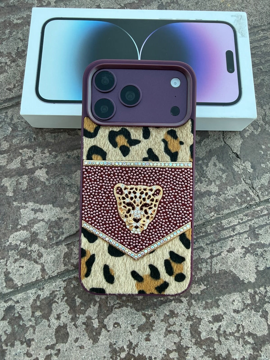 NewLeo Luxe Leopar Motifli Taşlı Kılıf