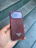 PRD Taşlı Luxury iPhone Kılıfı - Bordo - 1