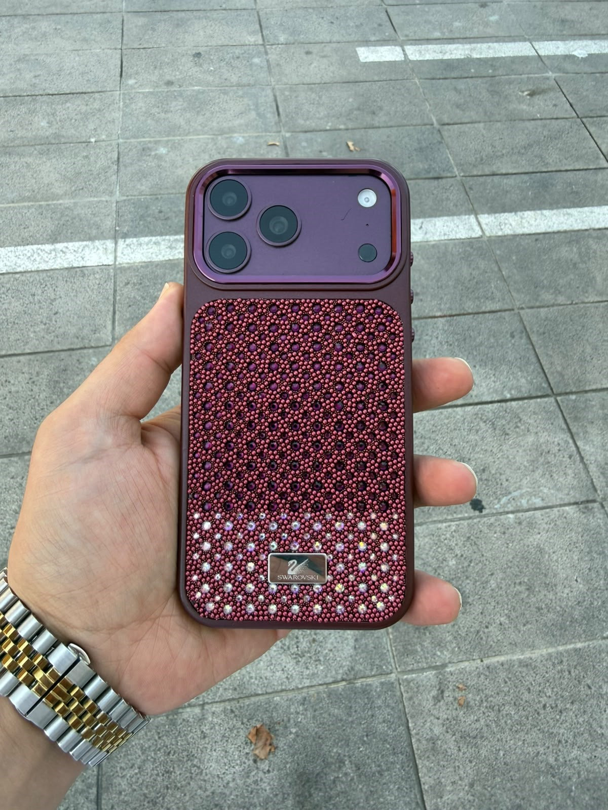 SWR Diamond Taşlı Luxury Kılıf - Bordo